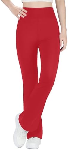 BIG ELEPHANT Girls Fleece Lined Flare Leggings High Waisted Athletic Bell Bottom Pants For Kids