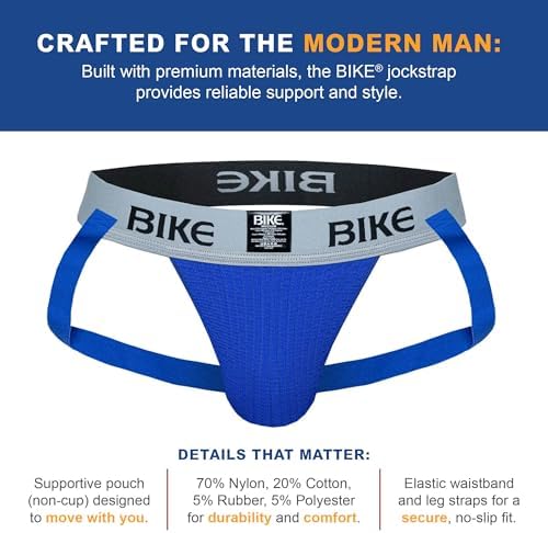 Bike Athletic Classic Jockstrap Soft Cotton Pouch For Breathable Comfort Durable 3-Inch Elastic Waistband