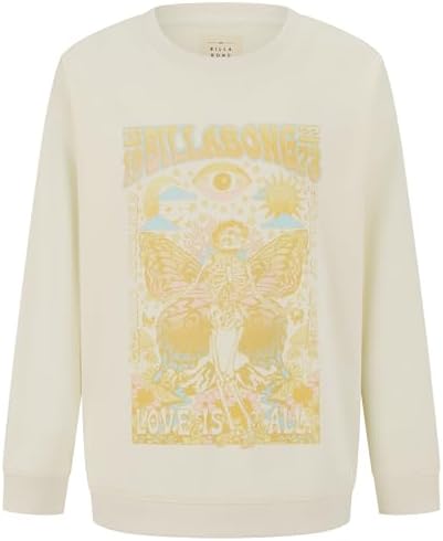Billabong Girls' French Terry Pullover Crew Neck Sweatshirt Soft & Comfortable Oversized Fit