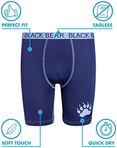 Black Bear Boys’ Underwear – 4 Pack Long Leg Performance Compression Boxer Briefs (4-18)