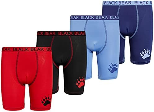 Black Bear Boys’ Underwear – 4 Pack Long Leg Performance Compression Boxer Briefs (4-18)