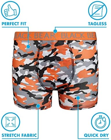 Black Bear Boys’ Underwear - 4 Pack Performance Compression Boxer Briefs (4-18)