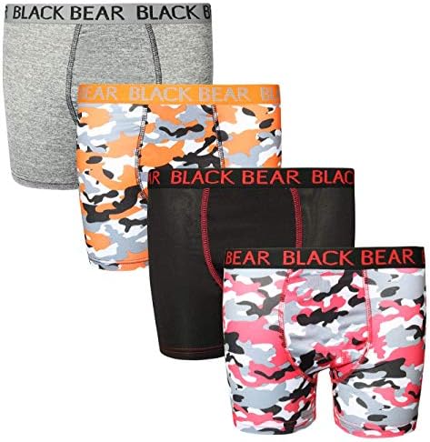 Black Bear Boys’ Underwear - 4 Pack Performance Compression Boxer Briefs (4-18)