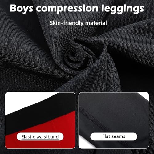 Blcculi 2 Pack 3/4 Youth Sports Leggings Boys Compression Leggings Quick Dry Base Layer Athletic Tights For Running Football