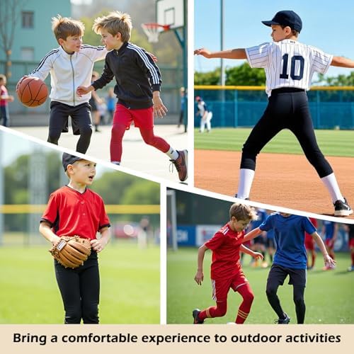 Blcculi 2 Pack 3/4 Youth Sports Leggings Boys Compression Leggings Quick Dry Base Layer Athletic Tights For Running Football