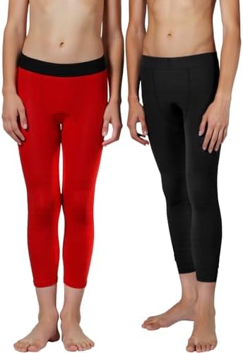 Blcculi 2 Pack 3/4 Youth Sports Leggings Boys Compression Leggings Quick Dry Base Layer Athletic Tights for Running Football