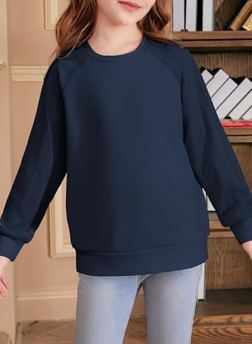 Blibean Girls Fall Sweatshirt Tween Crewneck Cable Knit Tops Size 6-15 Years