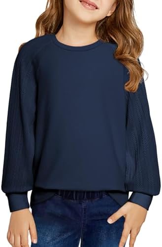 blibean Girls Fall Sweatshirt Tween Crewneck Cable Knit Tops Size 6-15 Years