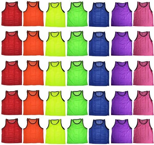 BlueDot Trading Adult & Youth Scrimmage Training Vests For Soccer Basketball & More – Available In 1 6 12 24 Packs