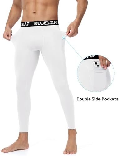 Blueleaf Men's Compression Pants Running Workout Leggings With Pockets Athletic Tights Base Layer For Basketball Sports