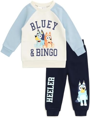 Bluey Fleece Sweatshirt and Jogger Pants Outfit Set Infant to Big Kid Sizes (12 Months - 14-16)
