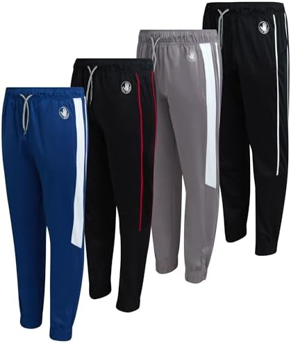 Body Glove Boys Sweatpants - 4 Pack Performance Tricot Boys Joggers with Drawstring Waist - Kids Soft Stretch Athletic Pants