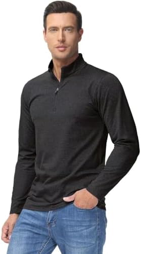 Boladeci Men's Quarter Zip Pullover Premium Fleece Lined Heather Long Sleeve Golf Shirts Midweight 1/4 Half Zip Sweatshirts