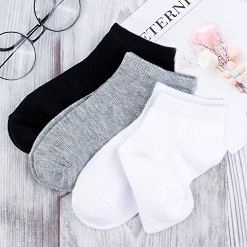 BOOPH 15 Pcs Kids Socks For Boys Girls Half Cushion Low Cut Athletic Ankle Socks
