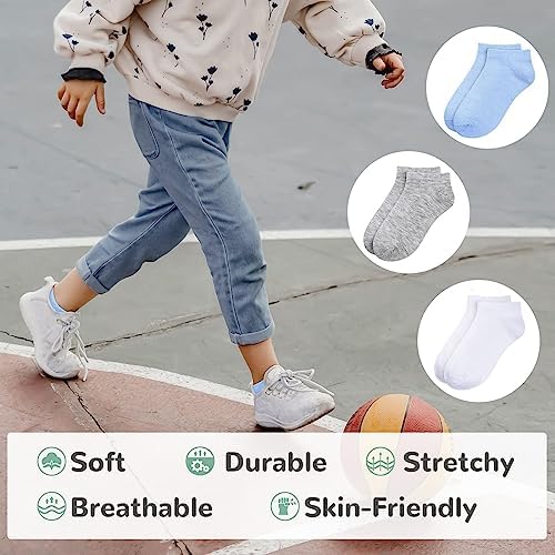 BOOPH 25 Pack Kids Low Cut Ankle Socks Boys Girls Half Cushion Athletic Socks
