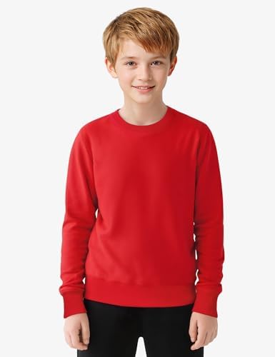 BOOPH Boys Long Sleeve Shirts Kids Crewneck Basic Tee Sports Pollover T-Shirt