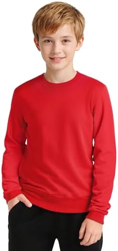 BOOPH Boys Long Sleeve Shirts Kids Crewneck Basic Tee Sports Pollover T-Shirt