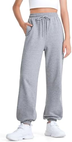 BOOPH Girls Sweatpants Kids Cotton Drawstring Joggers Athletic Pants with Pockets for Teen Girls