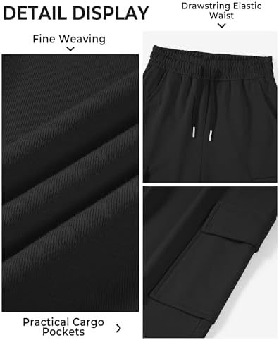 BOOPH Girls Sweatpants Kids Drawstring Cargo Pants Teen Girls Wide Leg Baggy Joggers Pants With Pockets