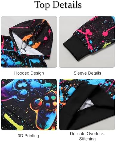 Boy 2 Pcs Clothes Cool 3D Printing Long Sleeve Hoodie & Sweatpants Outfit For 5-12 Years
