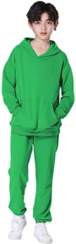 Boy's Hooded Tracksuit Pullover Sweatshirt Jogging Pants Set 2 Pieces Sweatsuit For Age 3-12 Years
