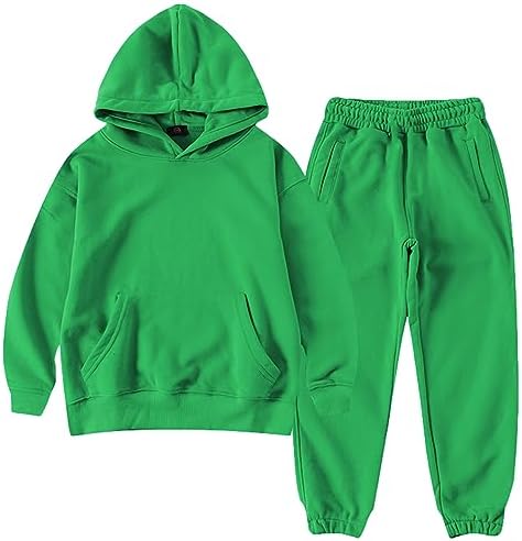 Boy's Hooded Tracksuit Pullover Sweatshirt Jogging Pants Set 2 Pieces Sweatsuit for Age 3-12 Years
