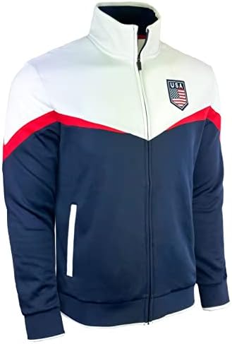 Boy's USA Track Jacket Youth U.S Full Zip Sweater Jacket With Zipper Pockets