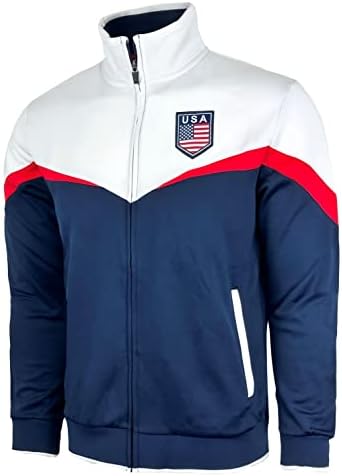 Boy's USA Track Jacket Youth U.S Full Zip Sweater Jacket With Zipper Pockets