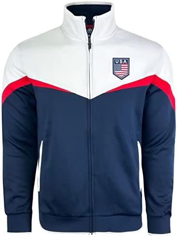 Boy's USA Track Jacket Youth U.S Full Zip Sweater Jacket With Zipper Pockets