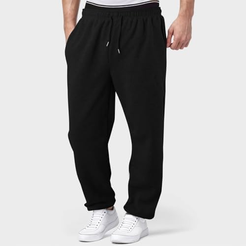 Boys Baggy Sweatpants Wide Leg Straight Open Bottom Pants Elastic Waist Athletic Joggers With Pockets Sweat Pant 5-16Y