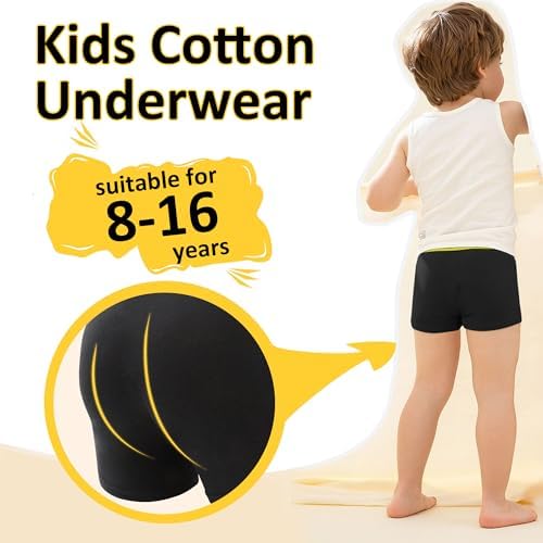 Boys' Boxer Briefs Shorts Kids Cotton Underwear Size 8 10 12 14 16 6-Pack Soft Waistband 8-16T 1603
