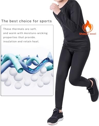 Boys Compression Shirt Long Sleeve Suit Youth Undershirts Kids Football Baseball Baselayer Cold Gear Quick Dry Black