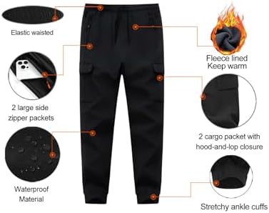 Boys Girls Snow Pants Waterproof Fleece Lined Ski Pants Kids Winter Hiking Pants