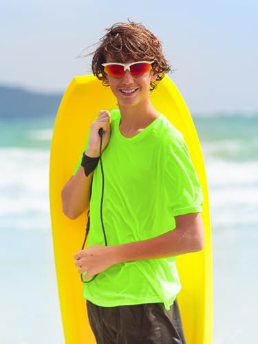 Boys Neon Shirts Dry Fit Athletic T Shirts UPF 50+ Performance Cooling Shirt Short Sleeve Rash Guard Kids Top For Boys Girls
