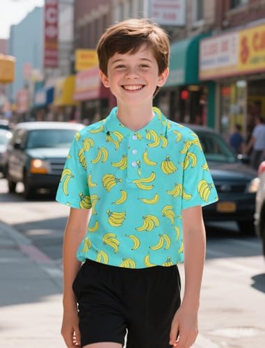 Boys Polo Shirts Hawaiian Golf Clothes Fashion Short Sleeve Kids Cool School Uniform 5-14T