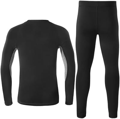 Boys Thermal Underwear Set - Ultra Soft Fleece Lined Long Johns Tops & Bottoms Cold Weather Base Layer For Winter