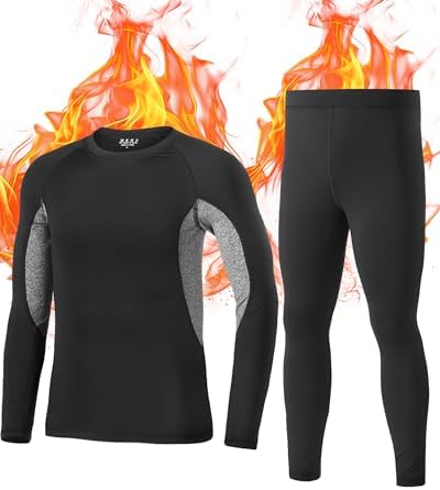 Boys Thermal Underwear Set - Ultra Soft Fleece Lined Long Johns Tops & Bottoms Cold Weather Base Layer for Winter