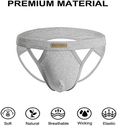 BRAVE PERSON Jock Straps For Men Thong Underwear Cotton Vasectomy Jockstrap Athletic Supporter W/Cup Pouch