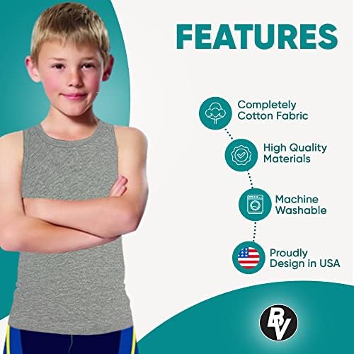 BROOKLYN VERTICAL Boys 4 Pack Undershirt Tank Top - Tagless Cotton Super Soft Runs Small