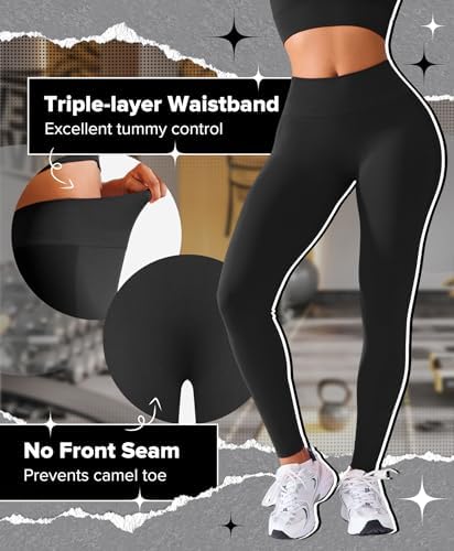 BRXL Butt Lifting No Front Seam Workout Leggings For Women Tummy Control High Waist Seamless Gym Yoga Running Leggings