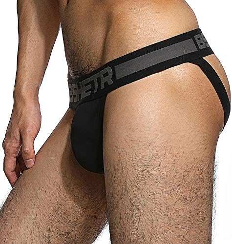BSHETR Men's Jockstraps Athletic Supporters 4-Pack Cotton Work Out Underwear