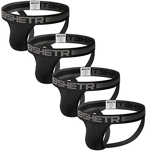 BSHETR Men's Jockstraps Athletic Supporters 4-Pack Cotton Work Out Underwear