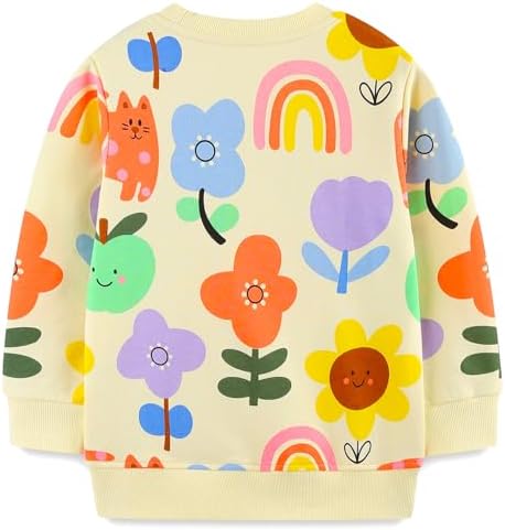 Bumeex 100% Cotton Toddler Girl's Cute Cartoon Long Sleeve Sweatshirt Clothes Clothing Outfits 2-7Y