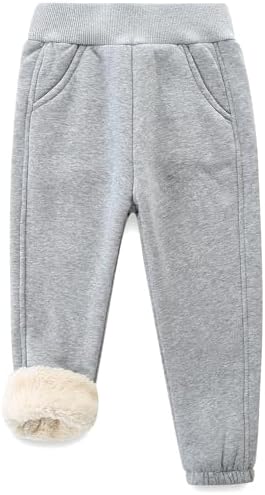 Bumeex Boys Girls' Pull On Sherpa Fleece Lined Winter Warm Sweatpant Jogger Pant 2-14 Years