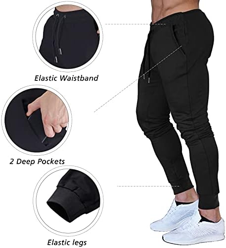 BUXKR Men's Slim Joggers Workout Pants For Gym Running And Bodybuilding Athletic Bottom Sweatpants With Deep Pockets