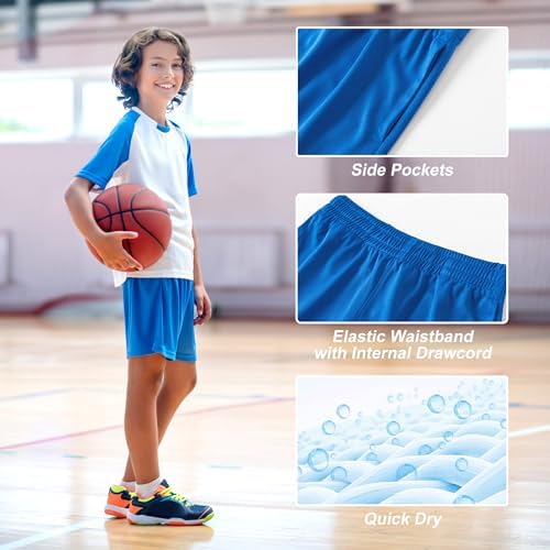 BVNSOZ Boy's Basketball Shorts Youth Boy's Active Athletic Performance Shorts With Pockets Moisture Wicking Shorts For Boys