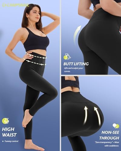 CAMPSNAIL 4 Pack Leggings For Women - High Waisted Tummy Control Yoga Pants For Workout Gym Black Leggings Plus Size Dance