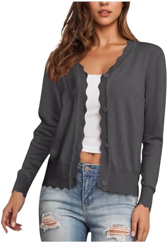 Cardigan Sweaters for Women Lightweight Trendy Cropped Cardigans Open Front Cotton Knit Button Up Thin Sweater