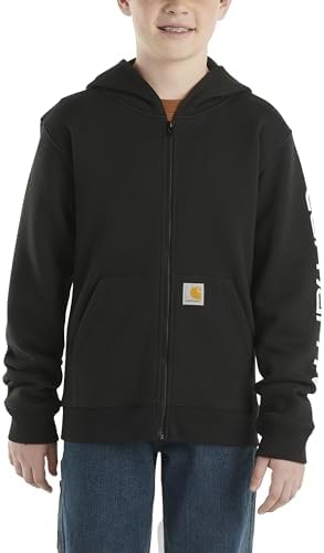 Carhartt Kid's CP8675 Long-Sleeve Full-Zip Logo Sweatshirt - Boys