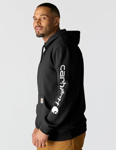 Carhartt Men's Midweight Signature Sleeve Logo Hooded Sweatshirt